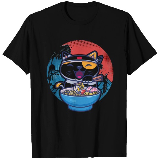 Japanese cat ramen T Shirts