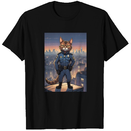 Cat painting red black cat Police Cat T Shirts