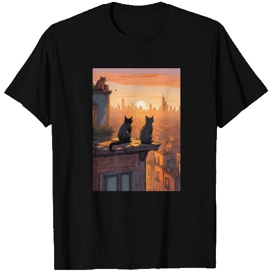 Cat painting red black cat T Shirts