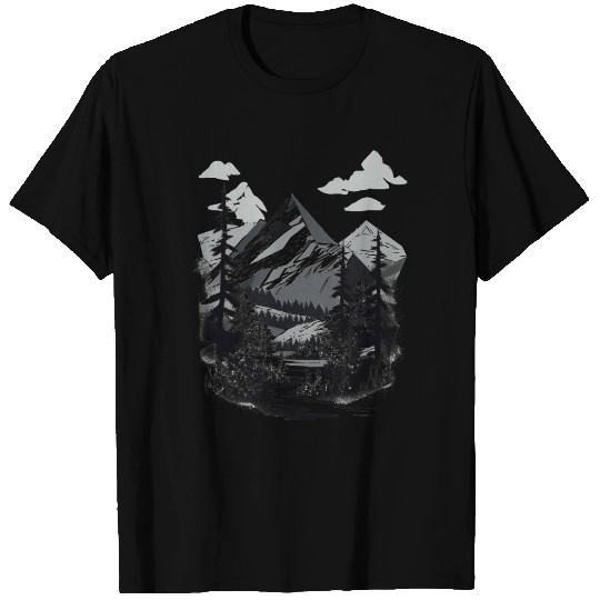 Monochrome Mountain Wilderness T Shirts