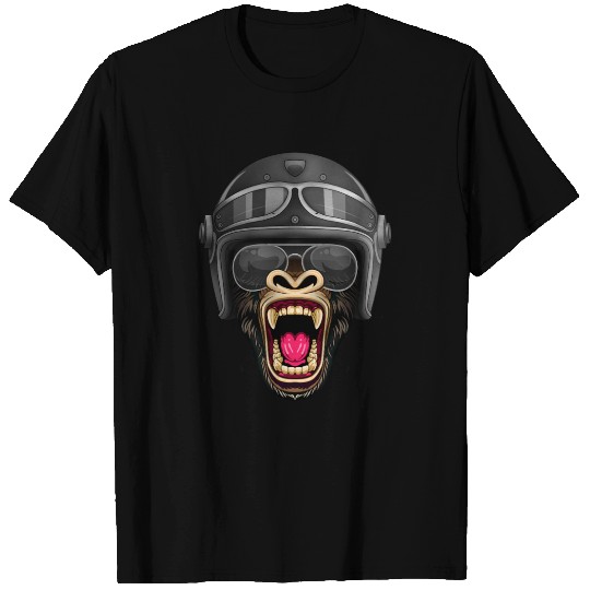 Biker Gorilla Motorcycle Silver Back Monkey T Shirts