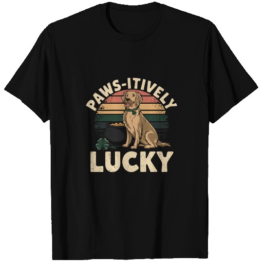 Paws-itively Lucky: Golden Retriever St. Patrick's T Shirts
