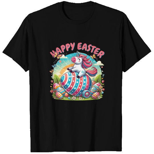 Happy Easter Unicorn – Colorful Egg Design T Shirts