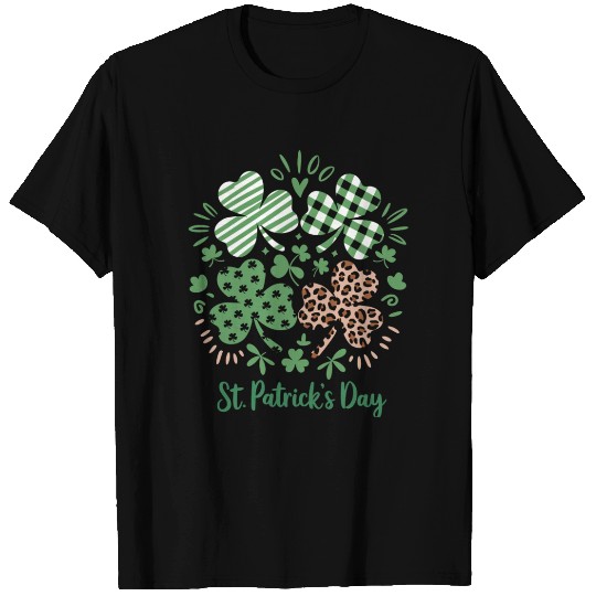 Plaid Leopard Print Shamrock St. Patrick's Day T Shirts