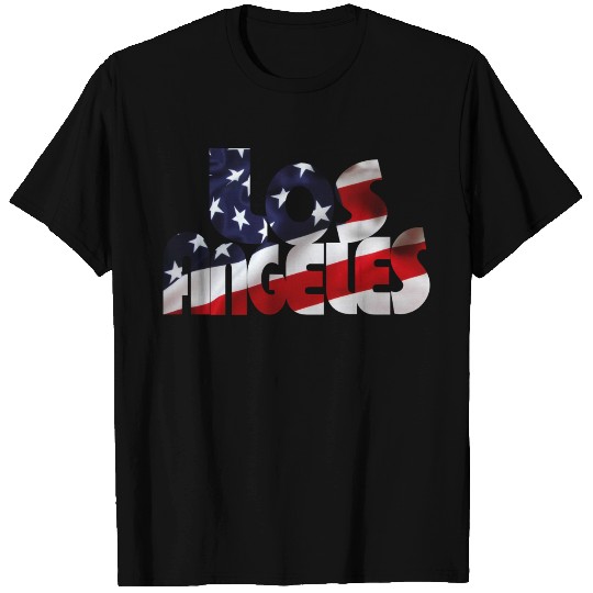 Los Angeles on USA flag T Shirts