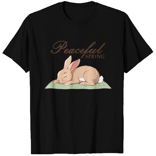 Peaceful Spring - Retro Bunny Illustration T Shirts