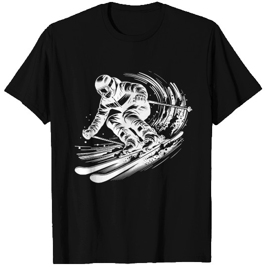 Skiing With Impressive Dynamics In The Snow T Shirts