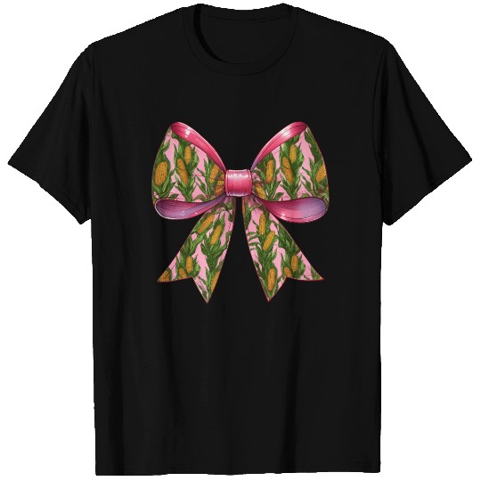 Coquette Bow Corn Pattern Farmer Farming T Shirts
