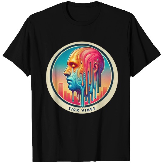 Psychedelic Melting Face Vibrant Trippy Sick Vibes T Shirts