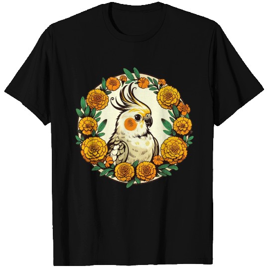 Marigold Flowers Cockatiel Pet Bird T Shirts