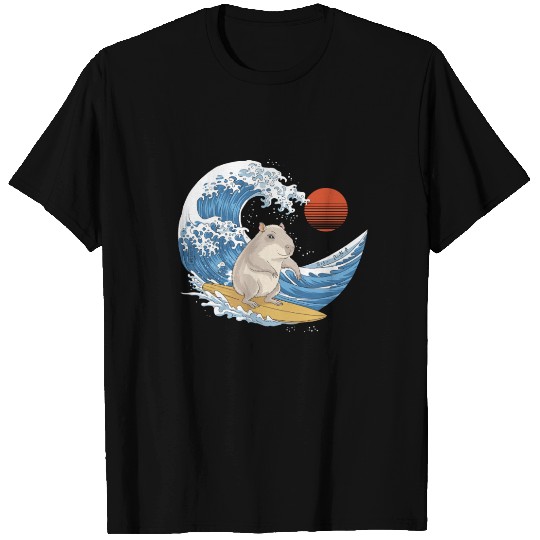 Capybara Surfing on Waves in Summer T Shirts
