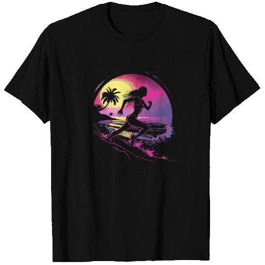 Female Runner Synthwave T Shirts