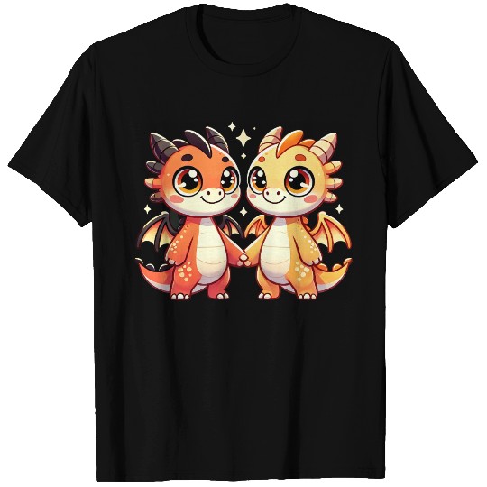 Two Cute Dragon Friends Holding Hands T Shirts
