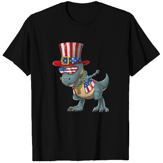 Dabbing T-Rex Dinosaur Patriotic 4th Of July T Shirts