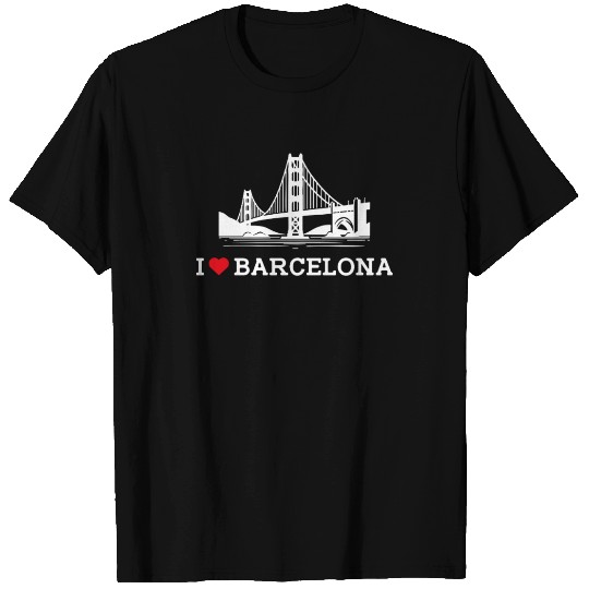 I Love Barcelona Heart Flag Golden Gate Bridge Pun T Shirts