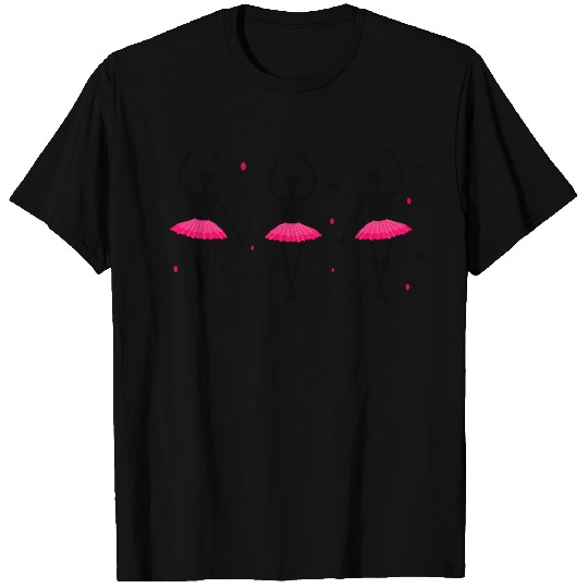 Three ballerina Skeleton in pink skirt performing T Shirts
