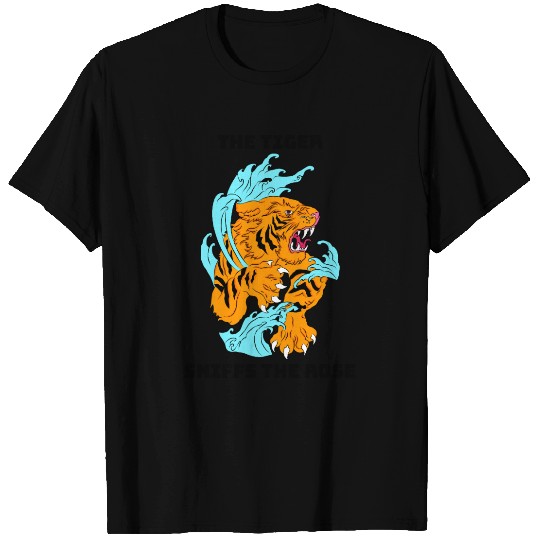 Fierce Tiger and Waves Graphic T Shirts Design