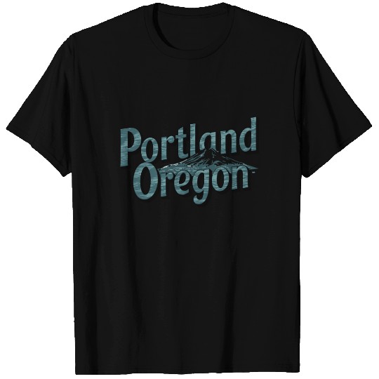 Portland Oregon Scenic Typography with Mountain T Shirts