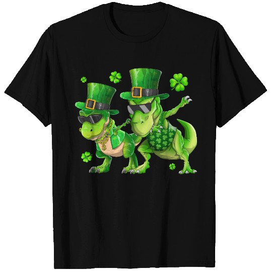 Happy St Patricks Day Dinosaur T-rex Dabbing T Shirts