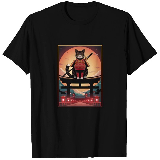 Japanese Cat Samurai Cat T Shirts
