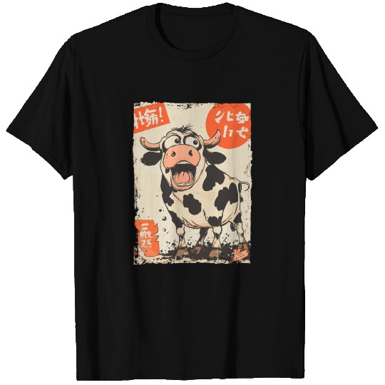 Funny Japanese Cartoon Cow T Shirts