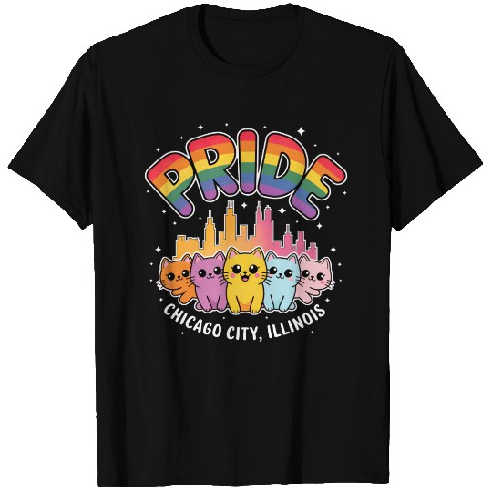 Pride Month Chicago City Illinois USA Rainbow Flag T Shirts