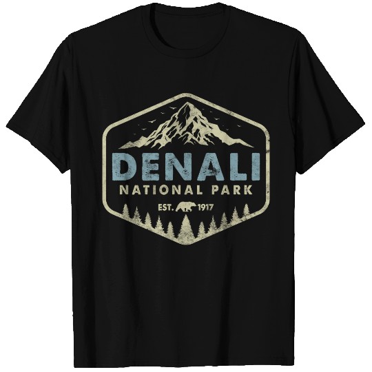 Retro Denali National Park Mountains Nature Hiking T Shirts