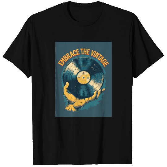 Retro Vinyl Record Held T Shirts