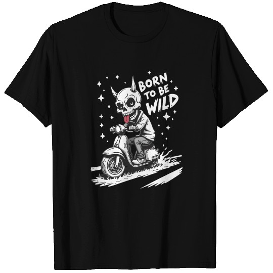 Born to Be Wild - Skull Devil on Scooter T Shirts