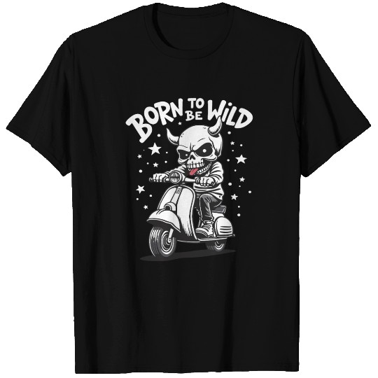 Born to Be Wild - Skull Devil on Scooter T Shirts
