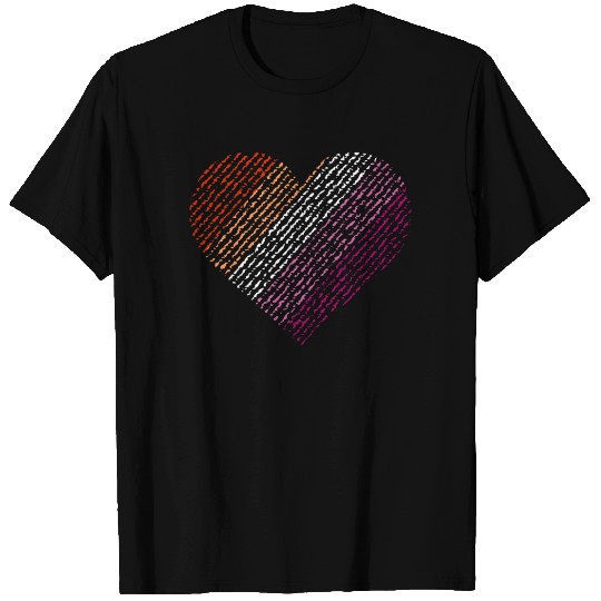 Lesbian Pride Scribble Heart in Bold Flag Colors T Shirts
