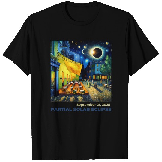 Partial Solar Eclipse Night Scene Art September T Shirts