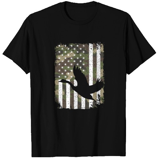 Goose Hunting Camo US Flag For Hunter Camouflage T Shirts