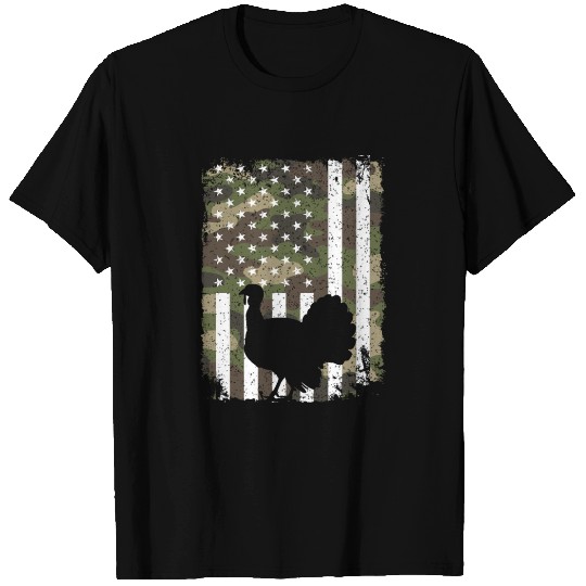 Turkey Hunting Camo US Flag For Hunter Camouflage T Shirts