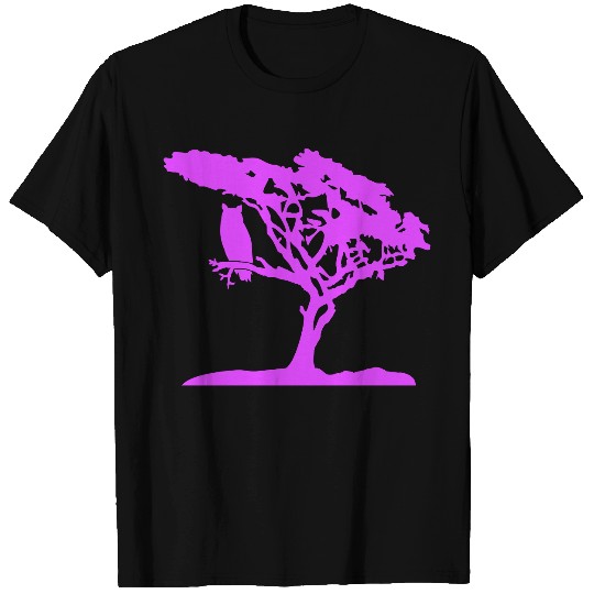 Owl branch tree forest night silhouette sitting T Shirts