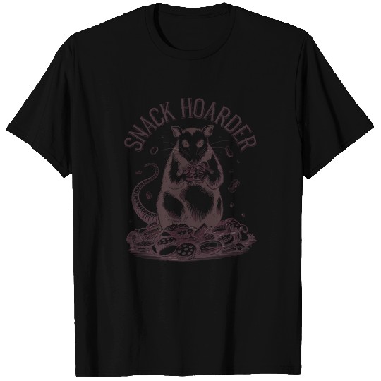 Snack Hoarder Opossum Fun Illustration T Shirts