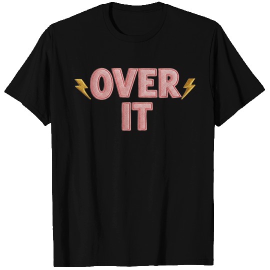 Over It Embroidered Pastel Puff Lettering T Shirts