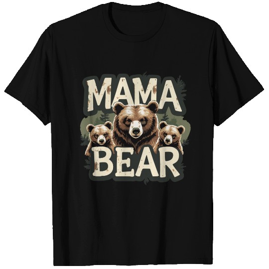 Mama Bear & Cubs Rustic T Shirts for Moms