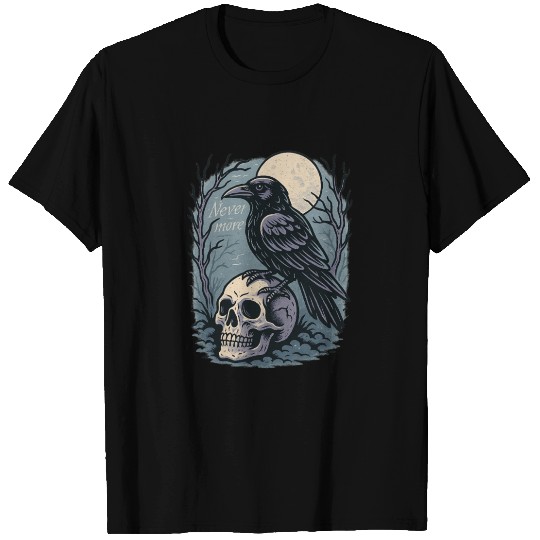 Nevermore Raven Skull Gothic Poe Poetry T Shirts