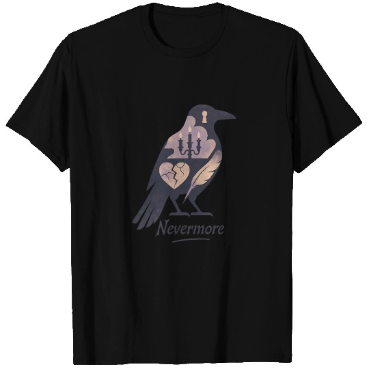 Raven Silhouette Surreal Collage Poe Nevermore T Shirts