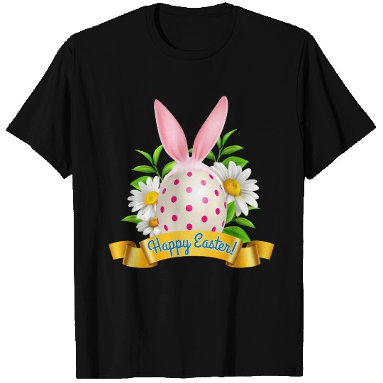 Happy Easter T Shirts with Bunny Ears and Egg