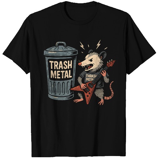 Funny Opossum Thrash Metal Guitar Vintage Pun T Shirts