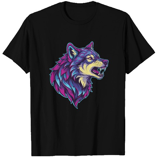 psychedelic wolf head T Shirts