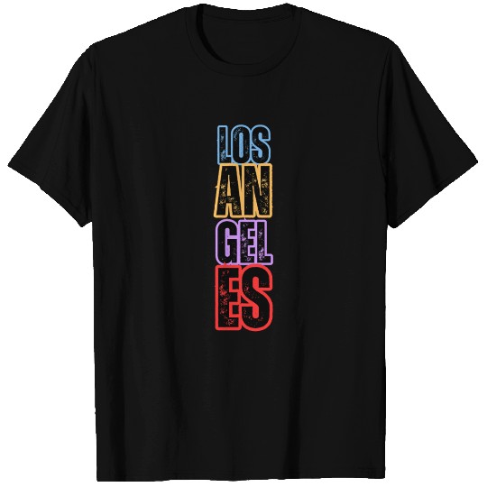 Los Angeles City Colorful Grunge Text T Shirts