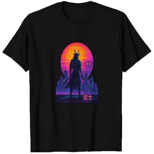 Neon Samurai - Cyberpunk Warrior Art T Shirts