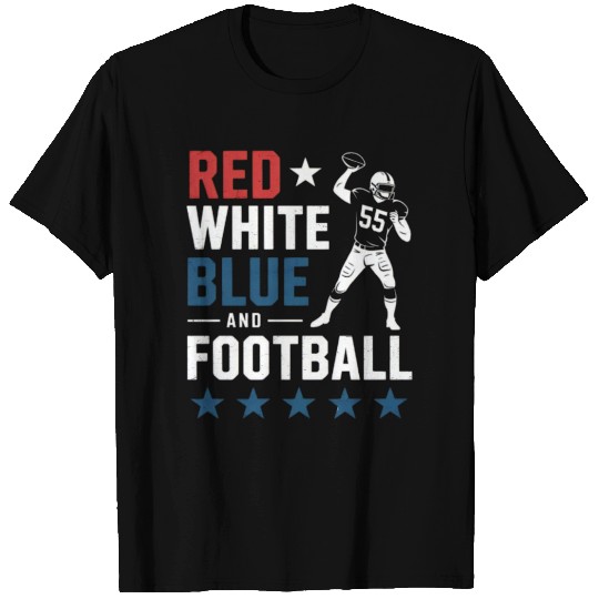 Red White Blue Football Design T Shirts