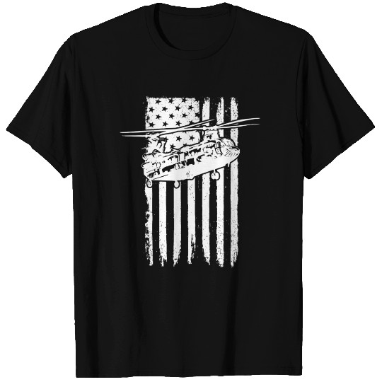 CH-47 Chinook American Flag Military Helicopter T Shirts