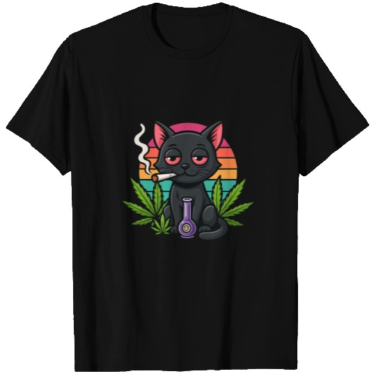 Cute Cat Smoking Weed T Shirts