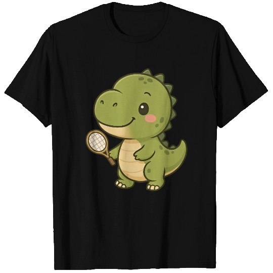 Cute T-Rex dinosaur tennis player cartoon chibi T Shirts