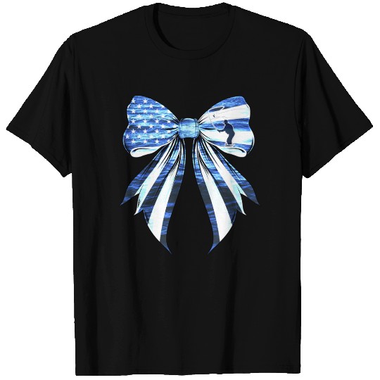 Coquette Bow Fish Fishing Fisher US Flag Pride T Shirts